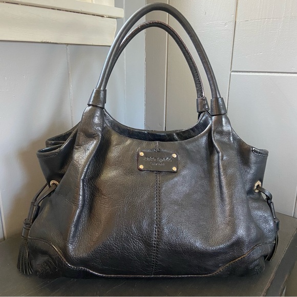 kate spade Handbags - Kate Spade Black Leather Purse Hobo Shoulder Bag Tassel Pull